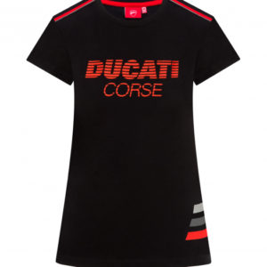 1936008 T-shirt Ducati Corse Striped nera Donna T-shirt ufficiale Ducati Corse Uomo Striped Ducati shop online store abbigliamento originale merchandise